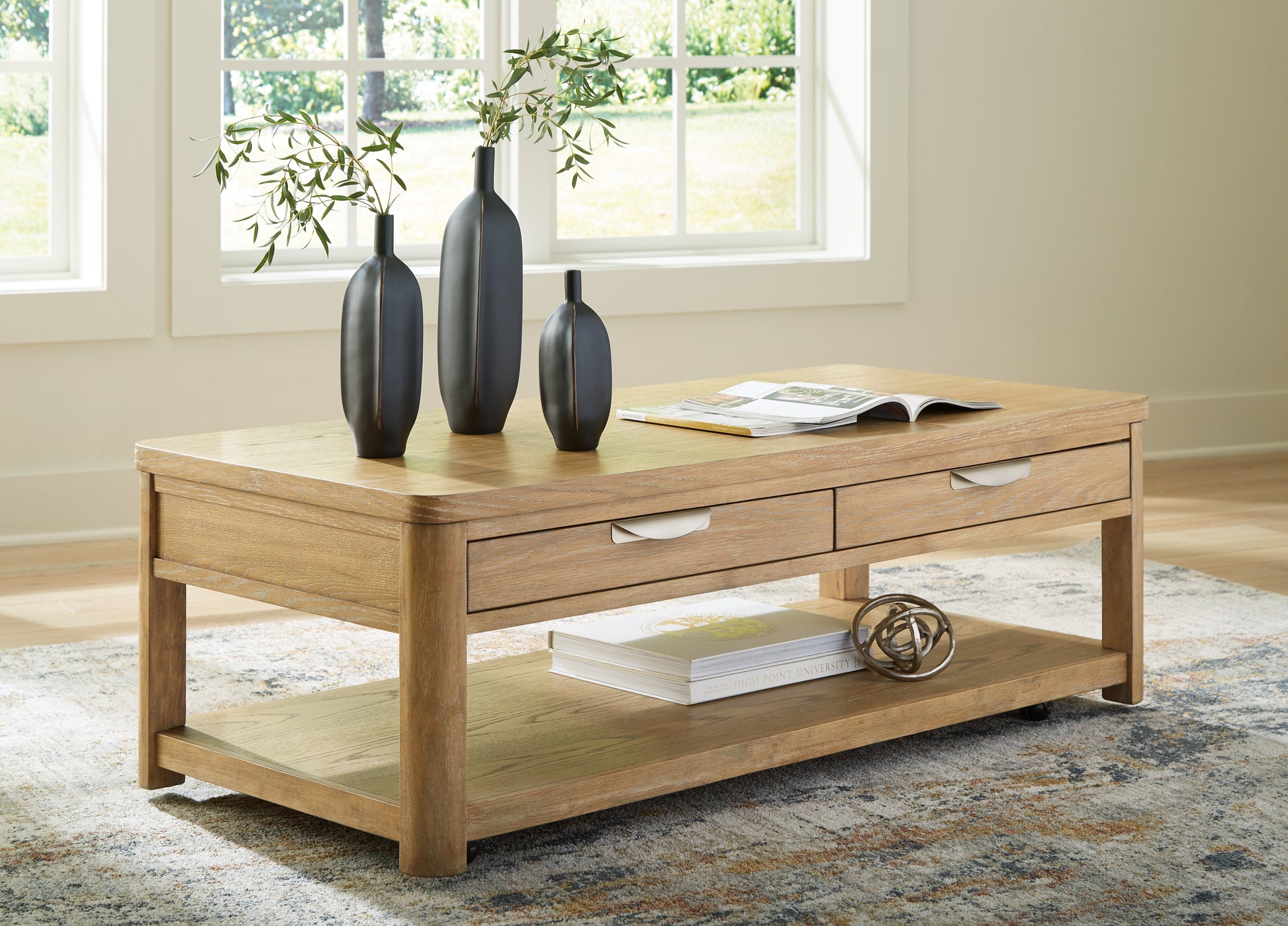 The Furniture Outlets - Ashley Furniture - Rencott Coffee Table - Rectangular Cocktail Table / Light Brown - T781-1