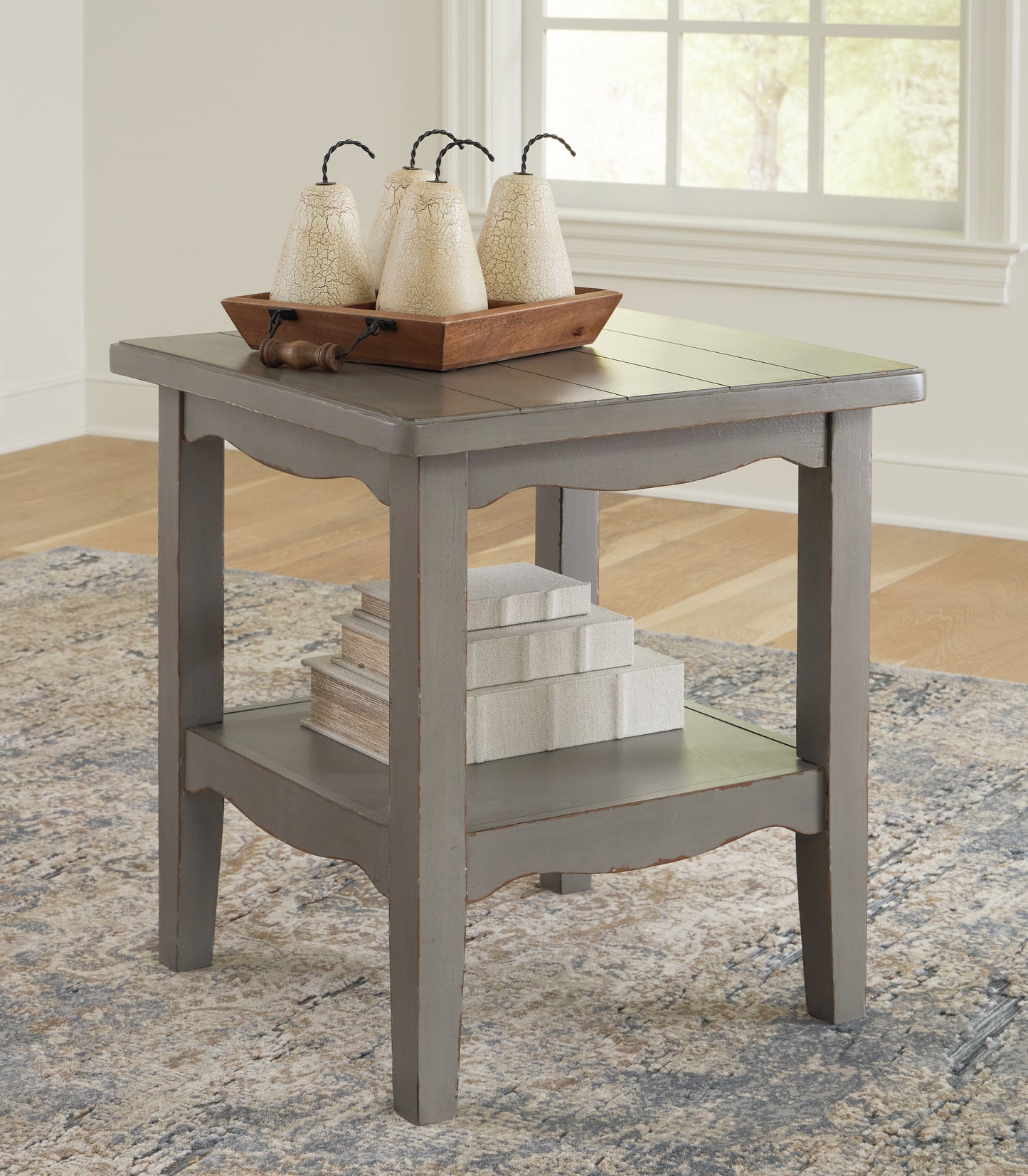 The Furniture Outlets - Ashley Furniture - Charina End Table - Square End Table / Antique Gray - T784-2