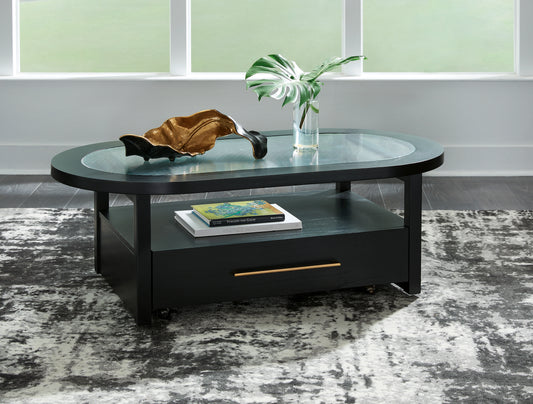 The Furniture Outlets - Ashley Furniture - Winbardi Coffee Table - Oval Cocktail Table / Black - T786-0