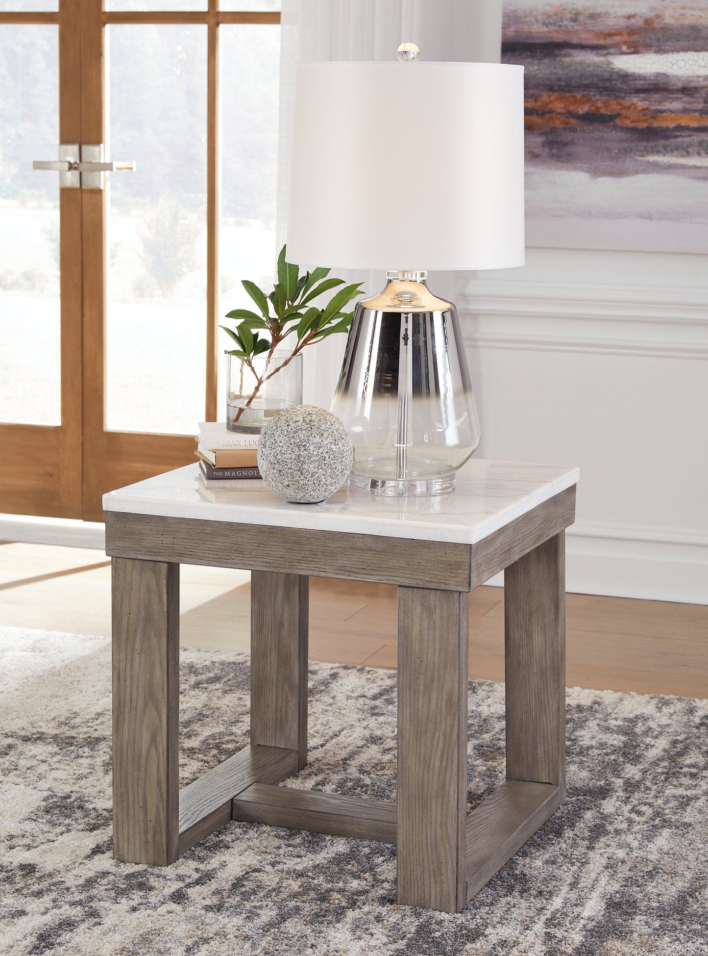 The Furniture Outlets - Ashley Furniture - Loyaska End Table - Rectangular End Table / Grayish Brown/White - T854-3