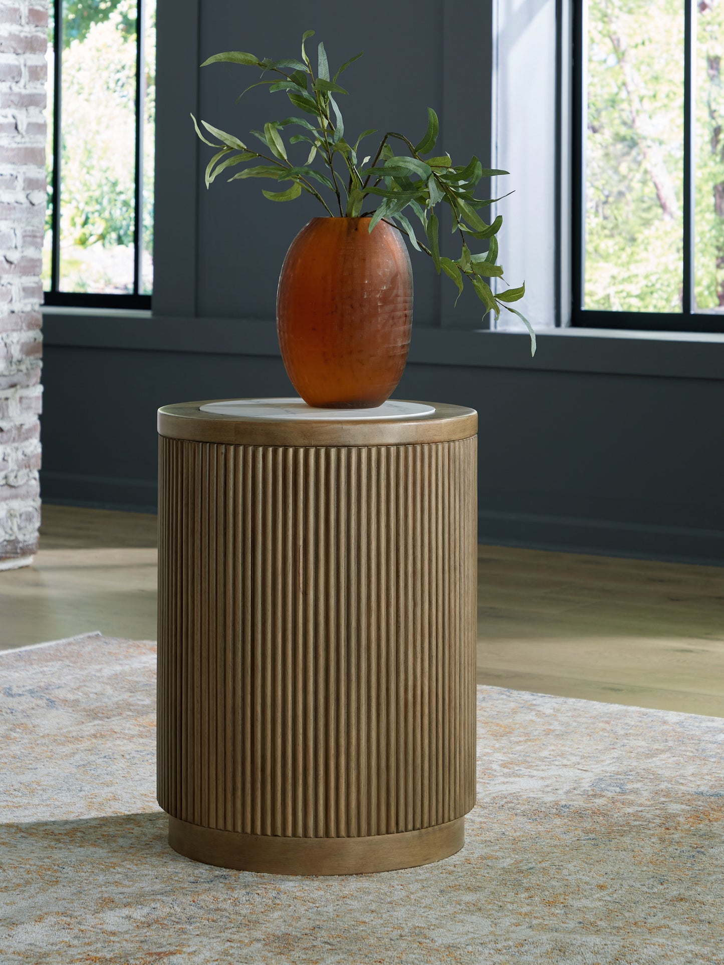 The Furniture Outlets - Ashley Furniture - Camdill End Table - Round End Table / Light Brown/White - T808-6