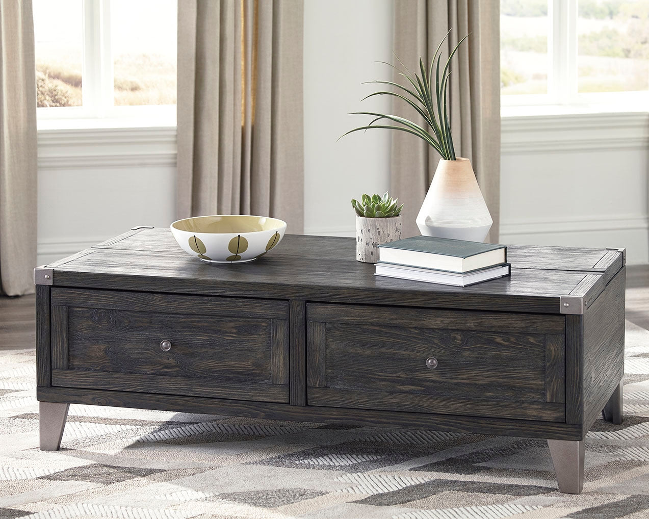 The Furniture Outlets - Ashley Furniture - Todoe Coffee Table with Lift Top - Lift Top Cocktail Table / Dark Gray - T901-9