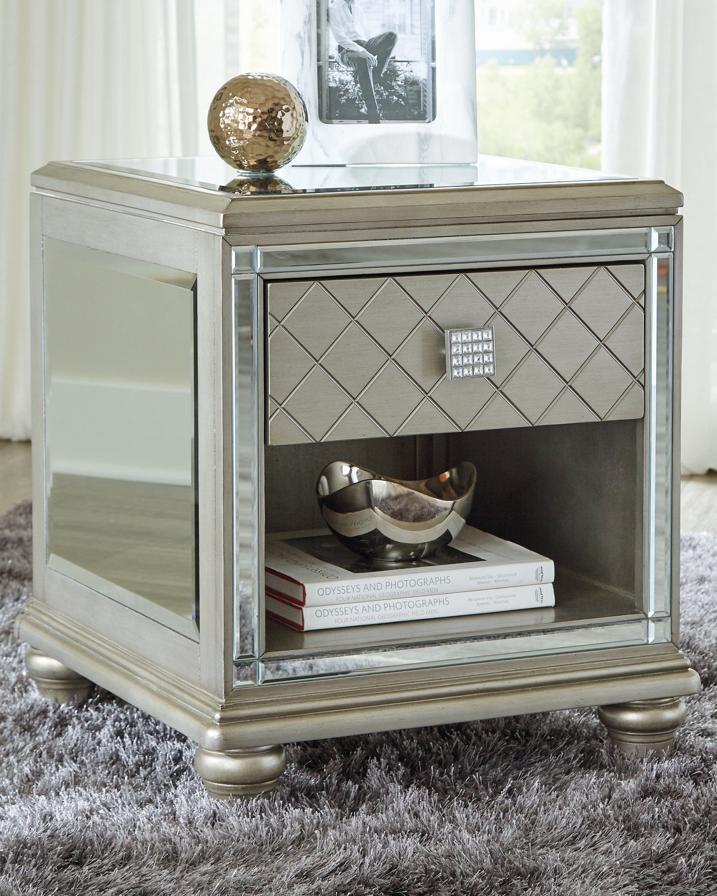 The Furniture Outlets - Ashley Furniture - Chevanna End Table - Rectangular End Table / Platinum - T942-3