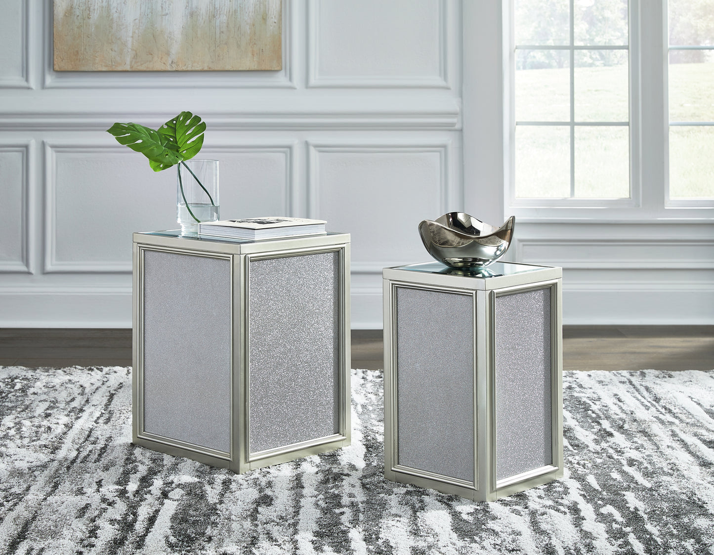 The Furniture Outlets - Ashley Furniture - Traleena Nesting End Table (Set of 2) - Nesting End Tables (Set of 2) / Silver Finish - T957-16