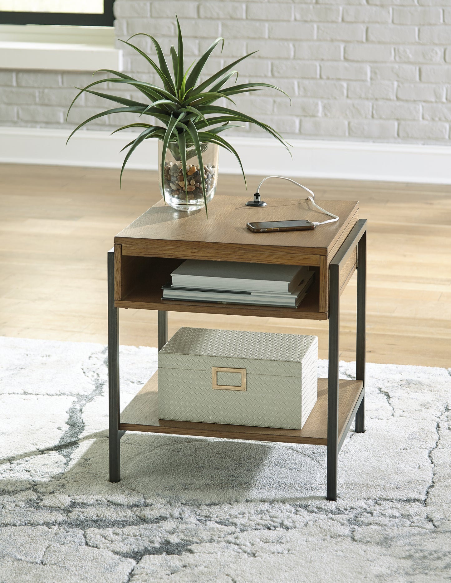 The Furniture Outlets - Ashley Furniture - Fridley End Table - Rectangular End Table / Brown/Black - T964-3