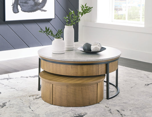 The Furniture Outlets - Ashley Furniture - Fridley Nesting Coffee Table (Set of 2) - Nesting Cocktail Tables (Set of 2) / Gray/Brown/Black - T964-8