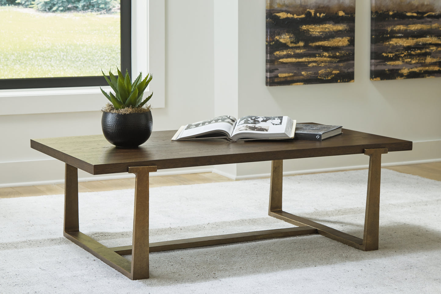 The Furniture Outlets - Ashley Furniture - Balintmore Coffee Table - Rectangular Cocktail Table / Brown/Gold Finish - T967-1
