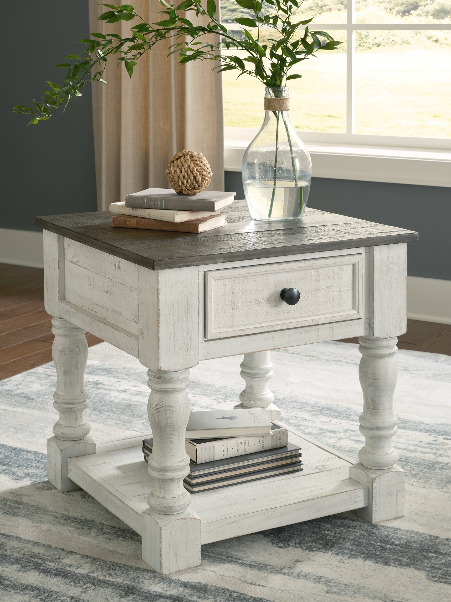 The Furniture Outlets - Ashley Furniture - Havalance End Table - Square End Table / White/Gray - T994-2