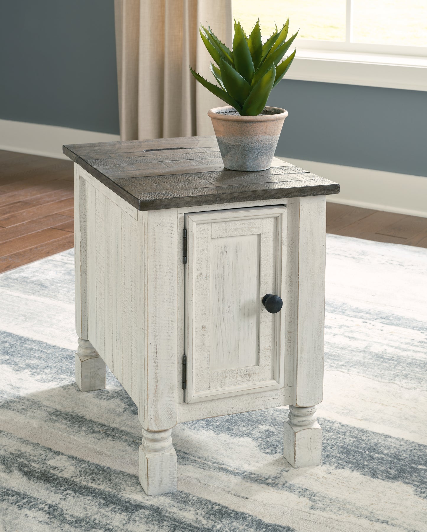 The Furniture Outlets - Ashley Furniture - Havalance Chairside End Table - Chair Side End Table / White/Gray - T994-7