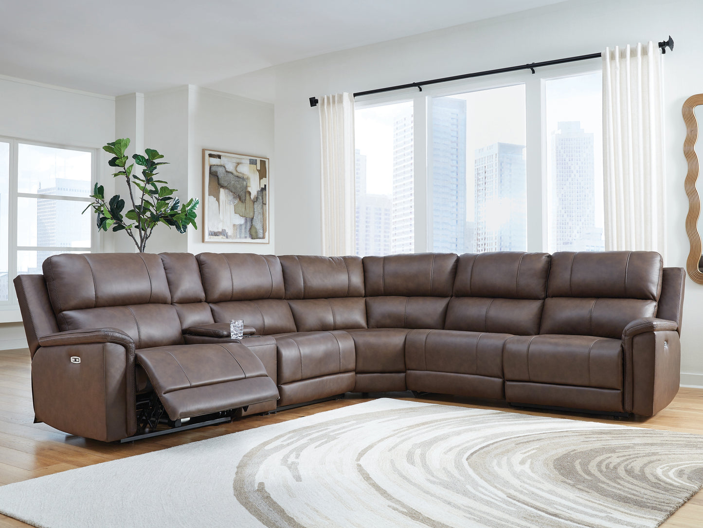 The Furniture Outlets - Ashley Furniture - Bleckley Sectional - 6-Piece Power Reclining Sectional / Espresso - PCU12001S5