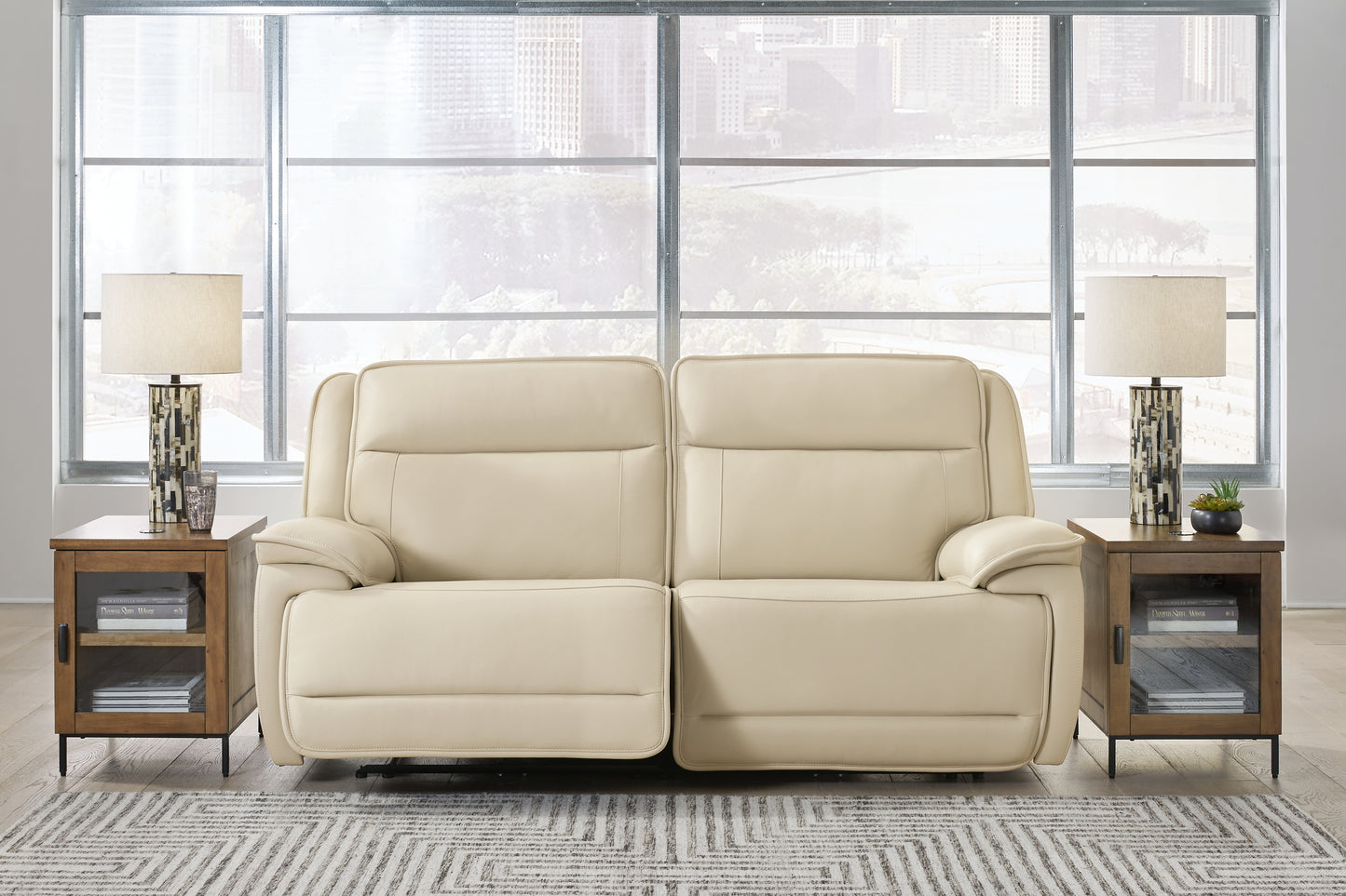 The Furniture Outlets - Ashley Furniture - Double Deal Sectional - 2-Piece Power Reclining Loveseat Sectional / Almond - U13001S3