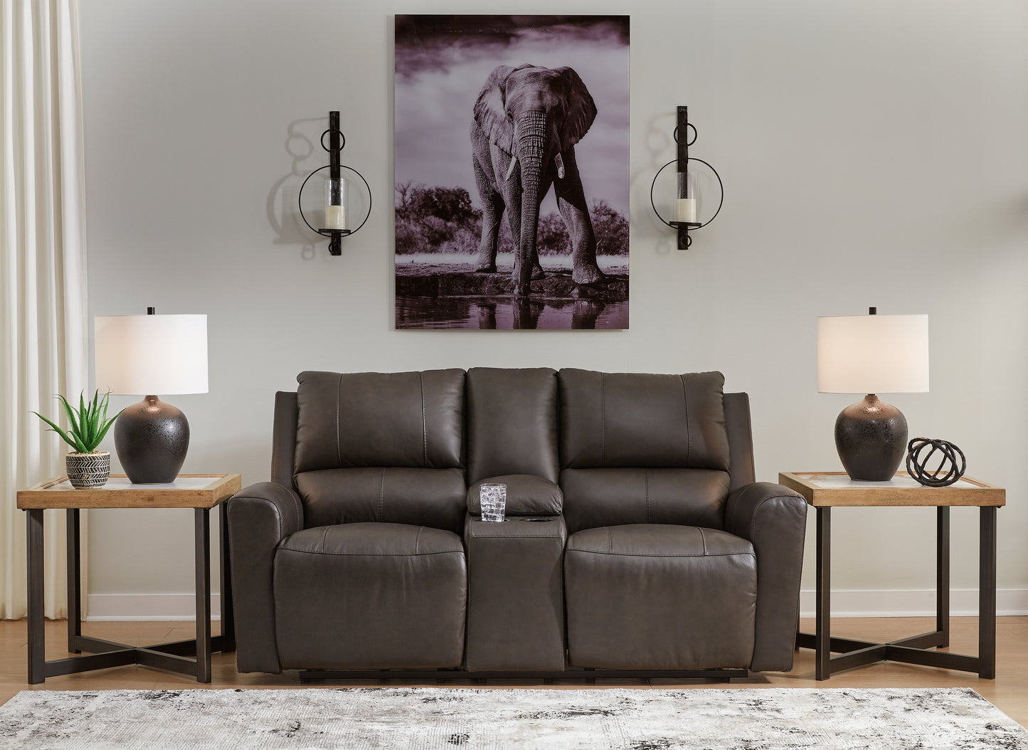 The Furniture Outlets - Ashley Furniture - Boxmere Living Room - DBL REC PWR Loveseat w/Console / Storm - U1310096