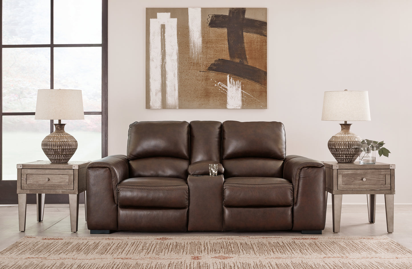 The Furniture Outlets - Ashley Furniture - Alessandro Living Room - PWR REC Loveseat/CON/ADJ HDRST / Walnut - U2550218