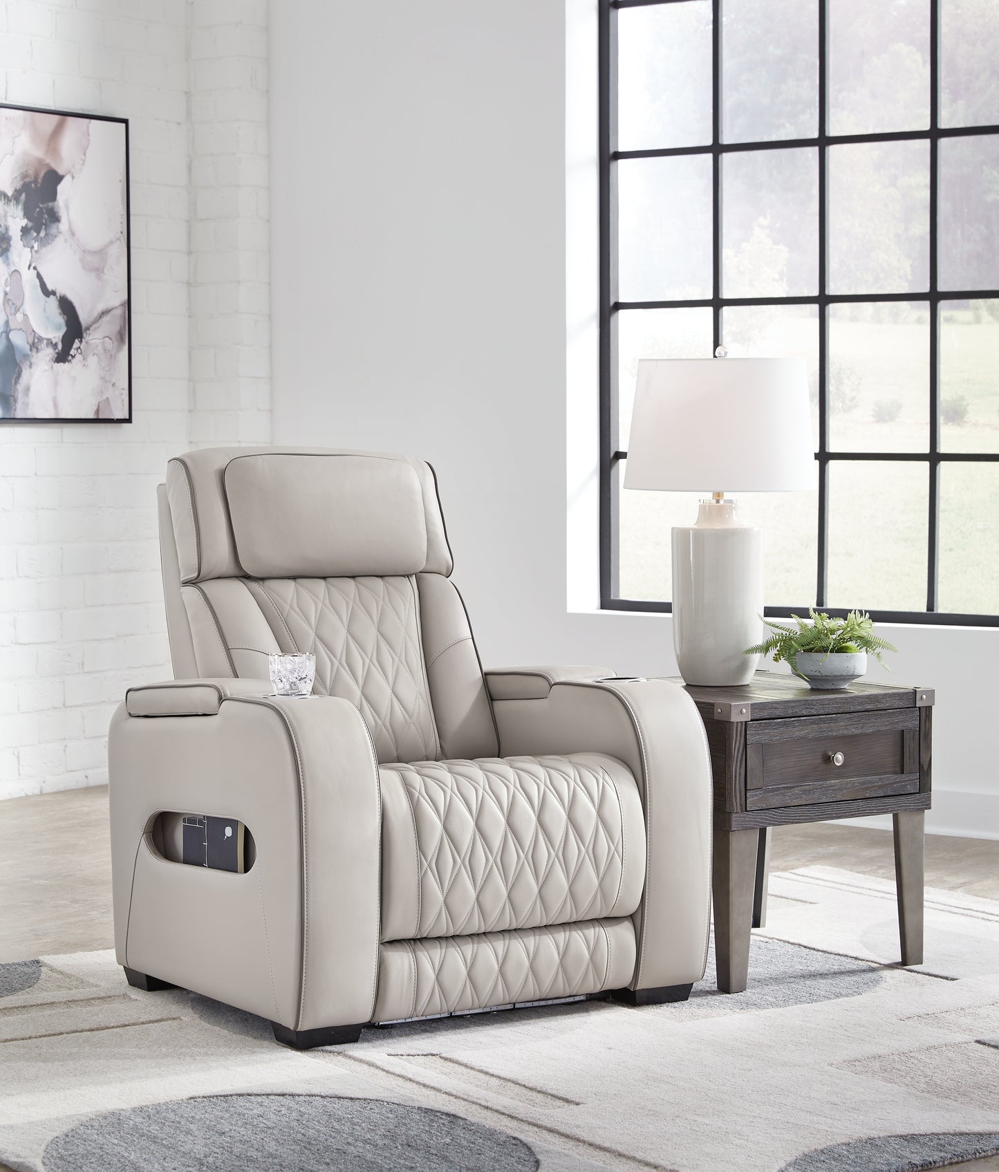 The Furniture Outlets - Ashley Furniture - Boyington Living Room - PWR Recliner/ADJ Headrest / Gray - U2710513