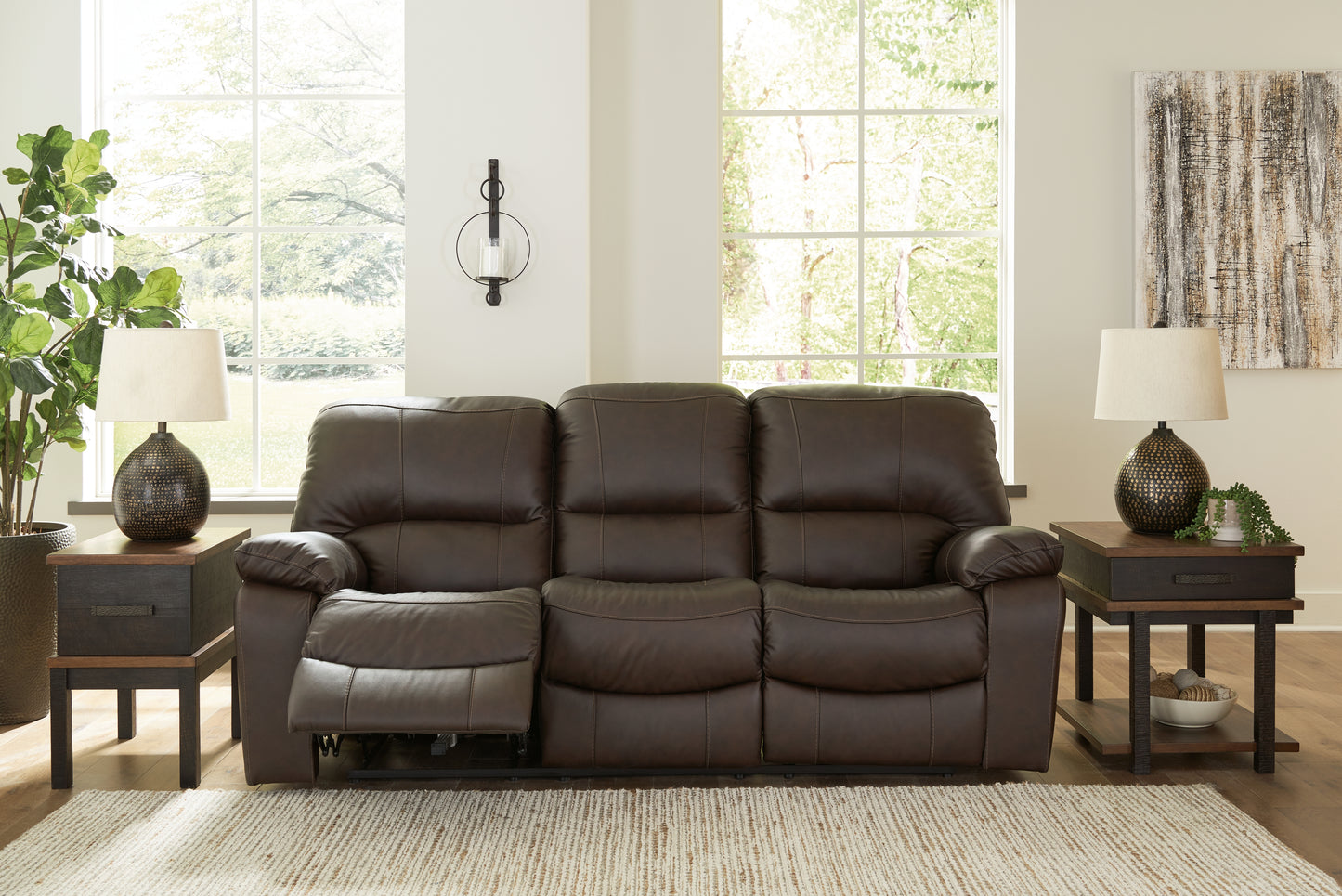 The Furniture Outlets - Ashley Furniture - Leesworth Living Room - Reclining Power Sofa / Dark Brown - U4380887