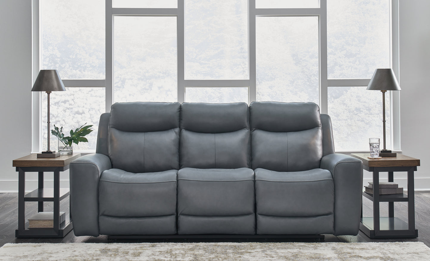 The Furniture Outlets - Ashley Furniture - Mindanao Living Room - PWR REC Sofa with ADJ Headrest / Steel - U5950415