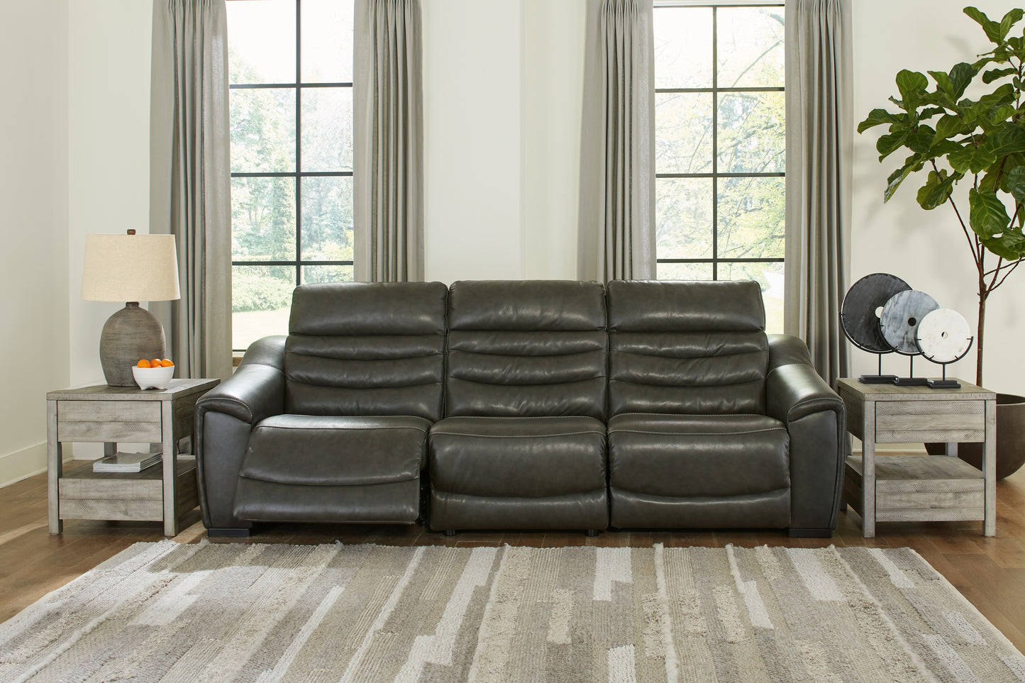 The Furniture Outlets - Ashley Furniture - Center Line Sectional - 3-Piece Power Reclining Sectional Sofa / Dark Gray - U63404S5