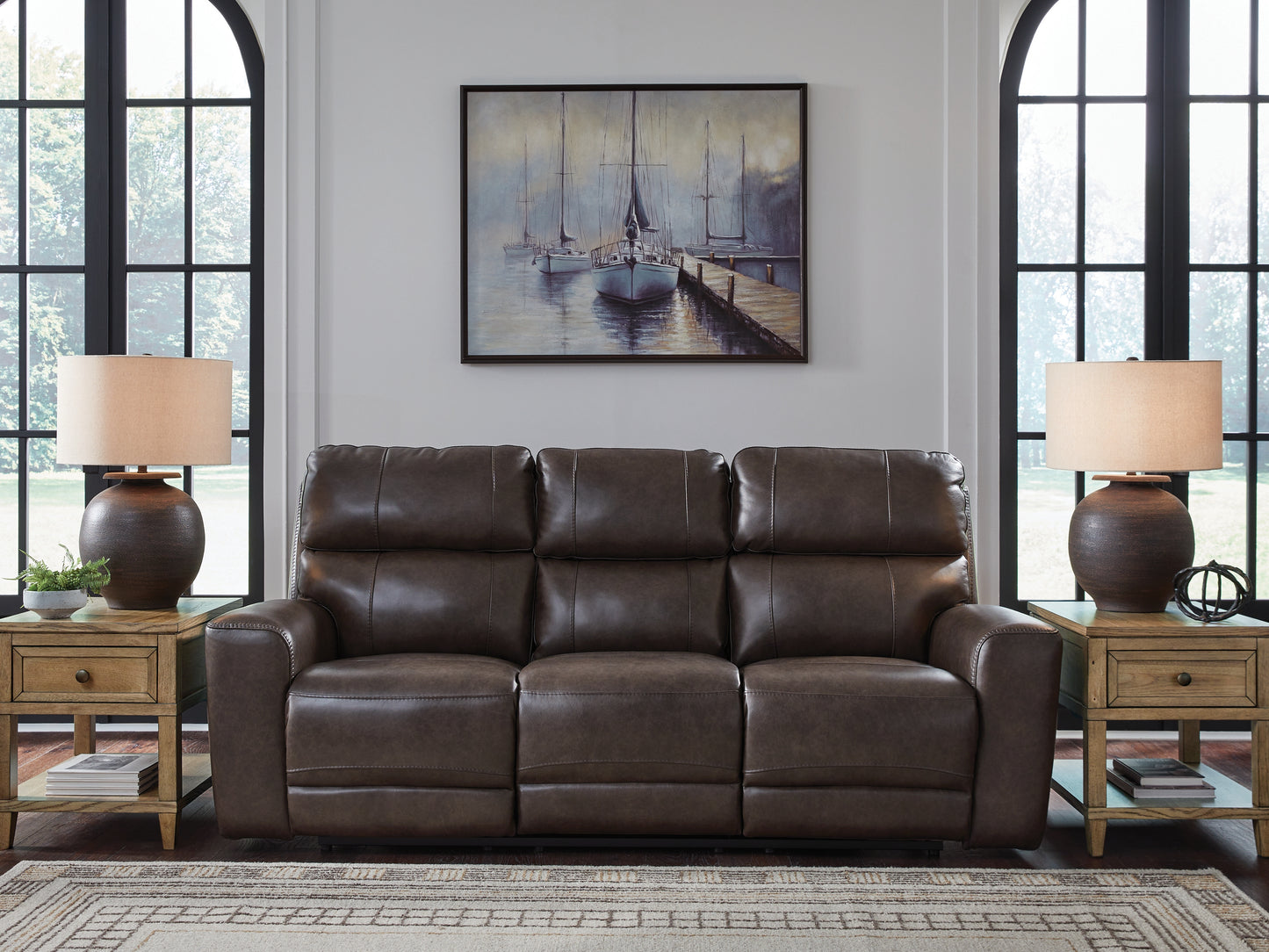 The Furniture Outlets - Ashley Furniture - Crossplex Living Room - PWR REC Sofa with ADJ Headrest / Smoke - PCU6450615
