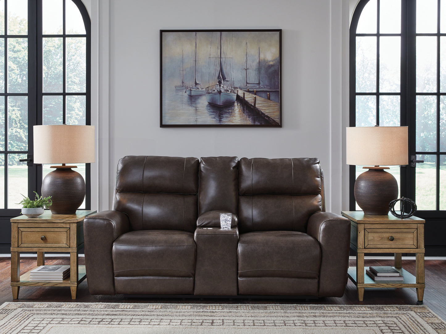 The Furniture Outlets - Ashley Furniture - Crossplex Living Room - PWR REC Loveseat/CON/ADJ HDRST / Smoke - PCU6450618