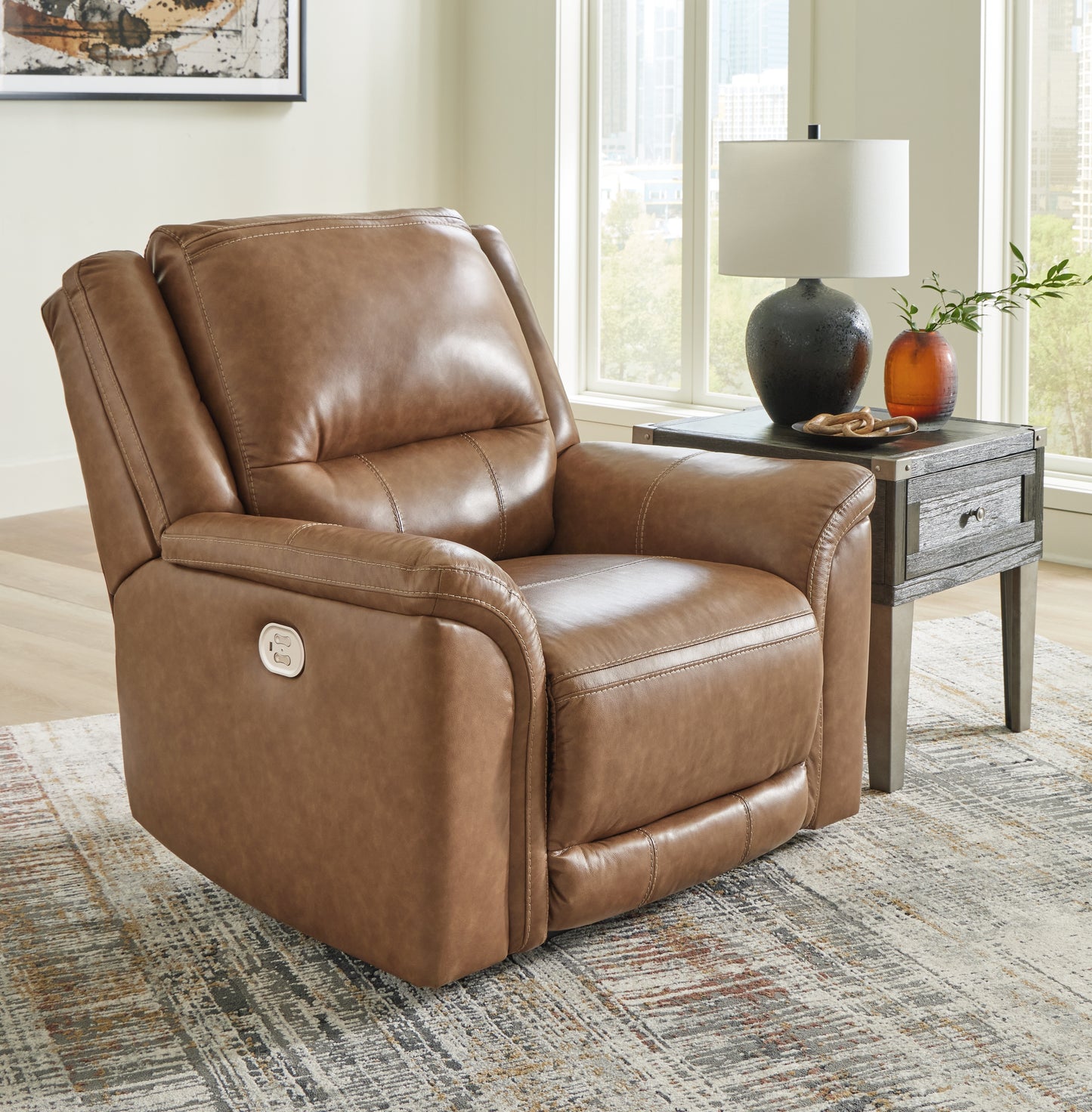 The Furniture Outlets - Ashley Furniture - Trasimeno Living Room - PWR Recliner/ADJ Headrest / Caramel - U8281513