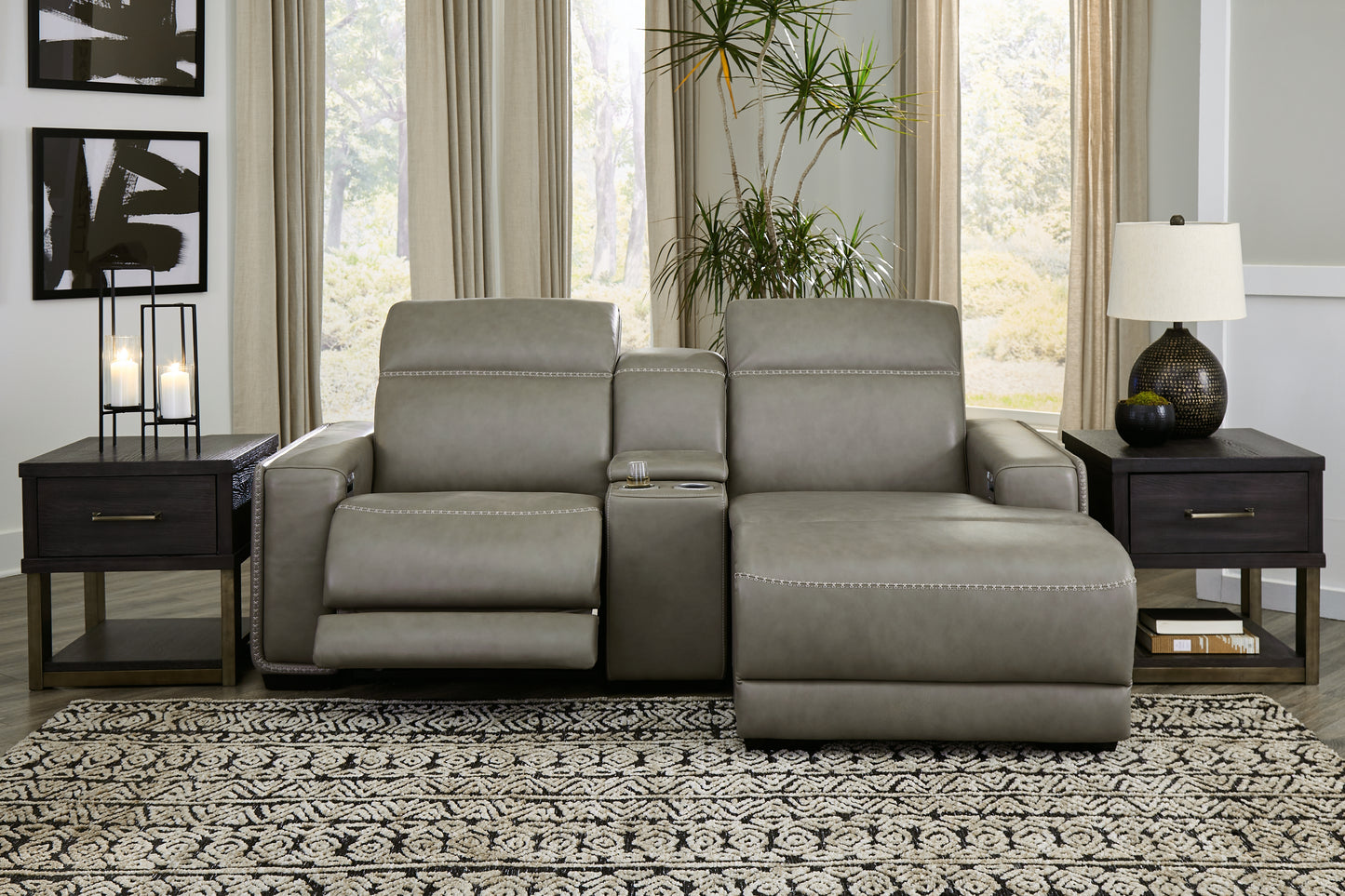 The Furniture Outlets - Ashley Furniture - Correze Sectional - 3-Piece Power Reclining Sectional with Chaise / Gray - U94202S11