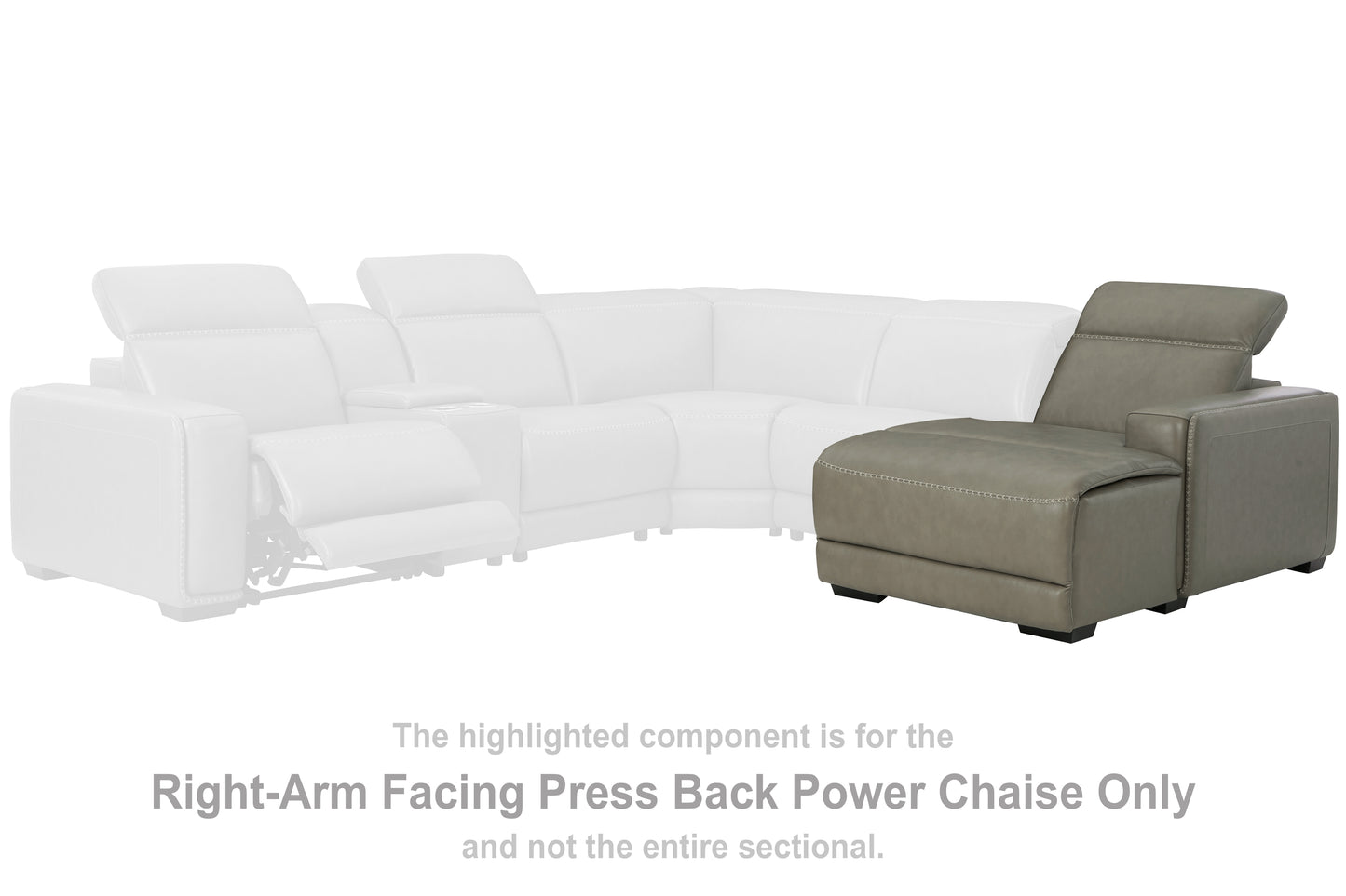 The Furniture Outlets - Ashley Furniture - Correze Sectional - RAF PWR Reclining Back Chaise / Gray - U9420297