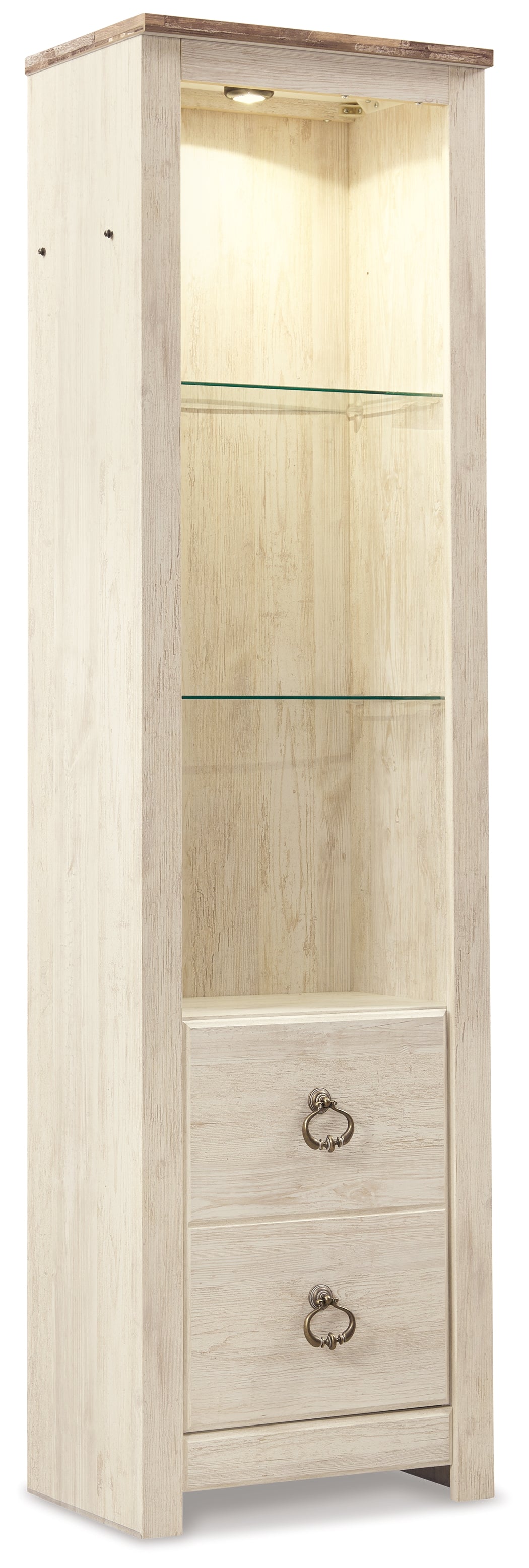 The Furniture Outlets - Ashley Furniture - Willowton Entertainment Center - 4-Piece Entertainment Center / Whitewash - W267W3