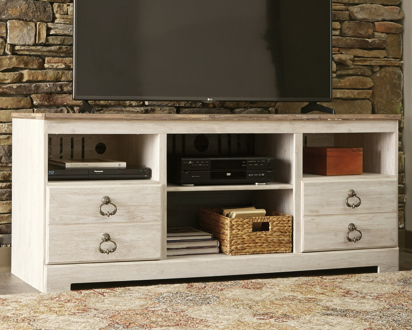The Furniture Outlets - Ashley Furniture - Willowton TV Stand - 64" / Whitewash - W267-68