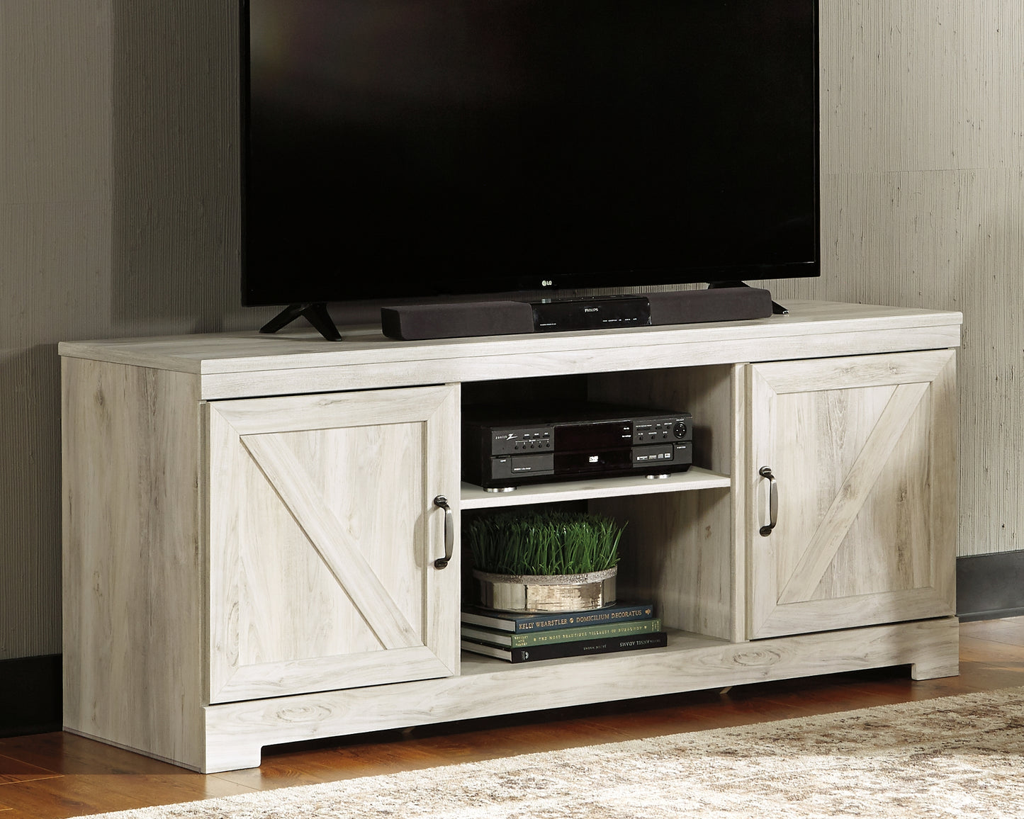 The Furniture Outlets - Ashley Furniture - Bellaby TV Stand - 63" / Whitewash - W331-68