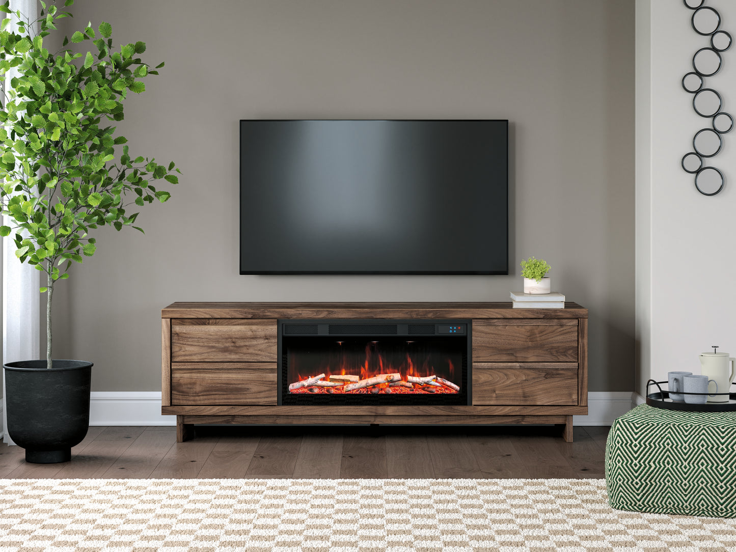 The Furniture Outlets - Ashley Furniture - Zadilyn 72" TV Stand with Electric Fireplace - 72" TV Stand with Electric Fireplace / Brown - W3367W1