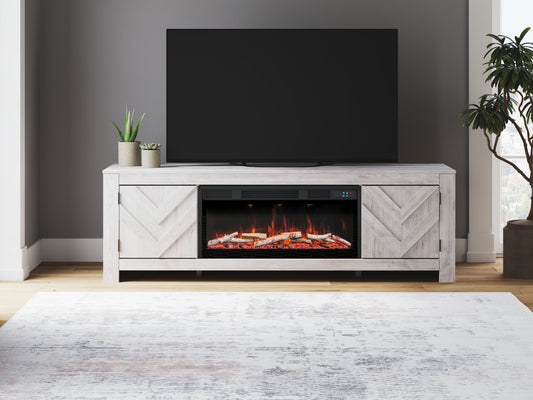 The Furniture Outlets - Ashley Furniture - Cayboni 71" TV Stand with Electric Fireplace - 71" TV Stand with Electric Fireplace / Whitewash - W3788W1