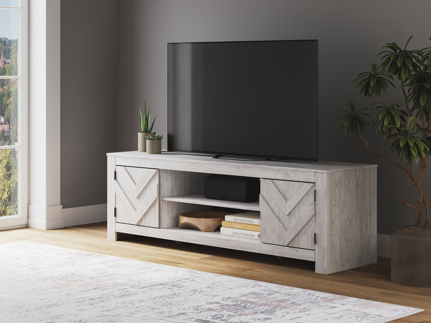 The Furniture Outlets - Ashley Furniture - Cayboni TV Stand - 71" / Whitewash - W3788-68