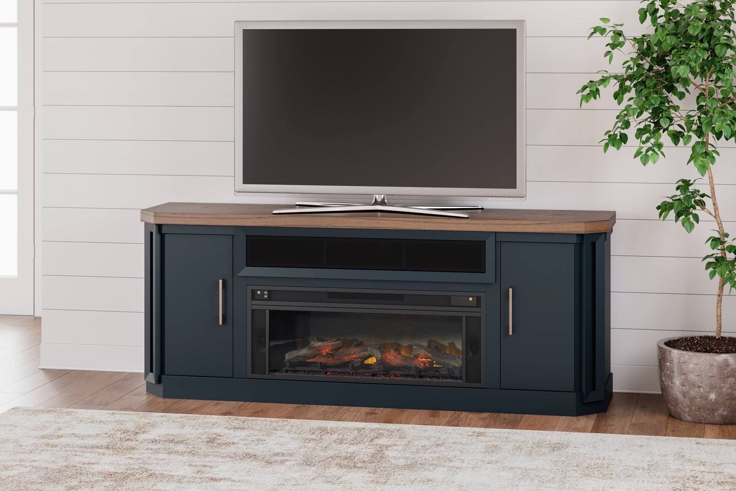 The Furniture Outlets - Ashley Furniture - Landocken 83" TV Stand - 83" / Brown/Blue - W402-68