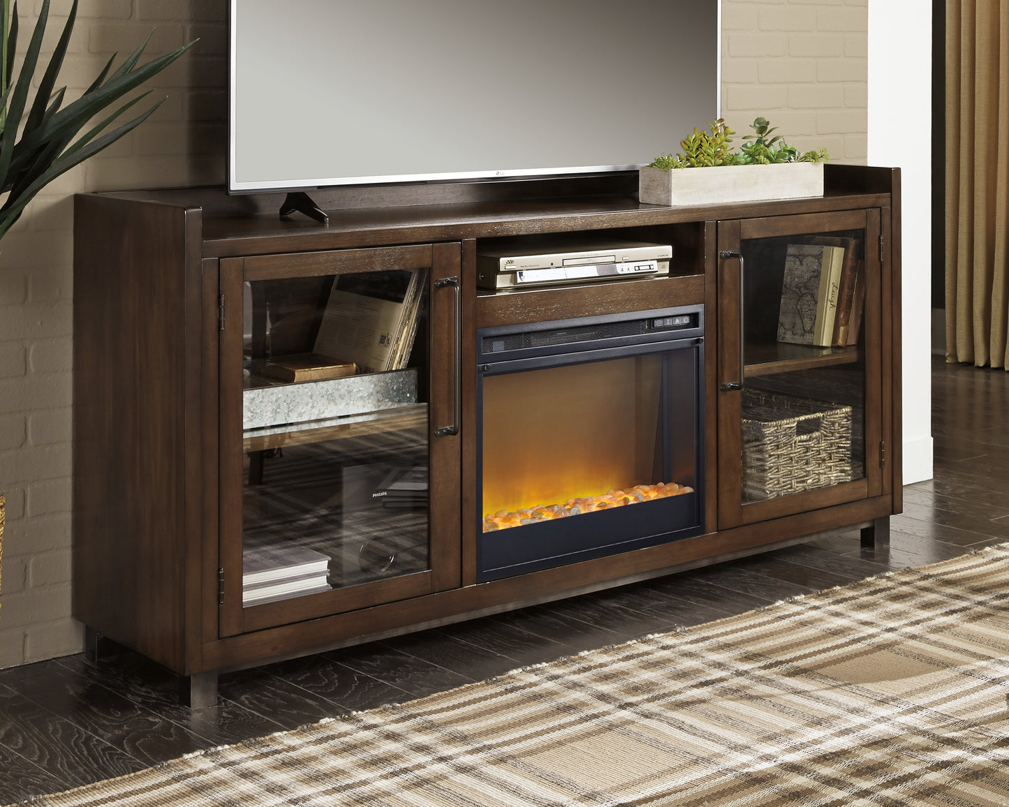 The Furniture Outlets - Ashley Furniture - Starmore 70" TV Stand with Electric Fireplace - 70" TV Stand with Electric Fireplace / Brown - W633W4