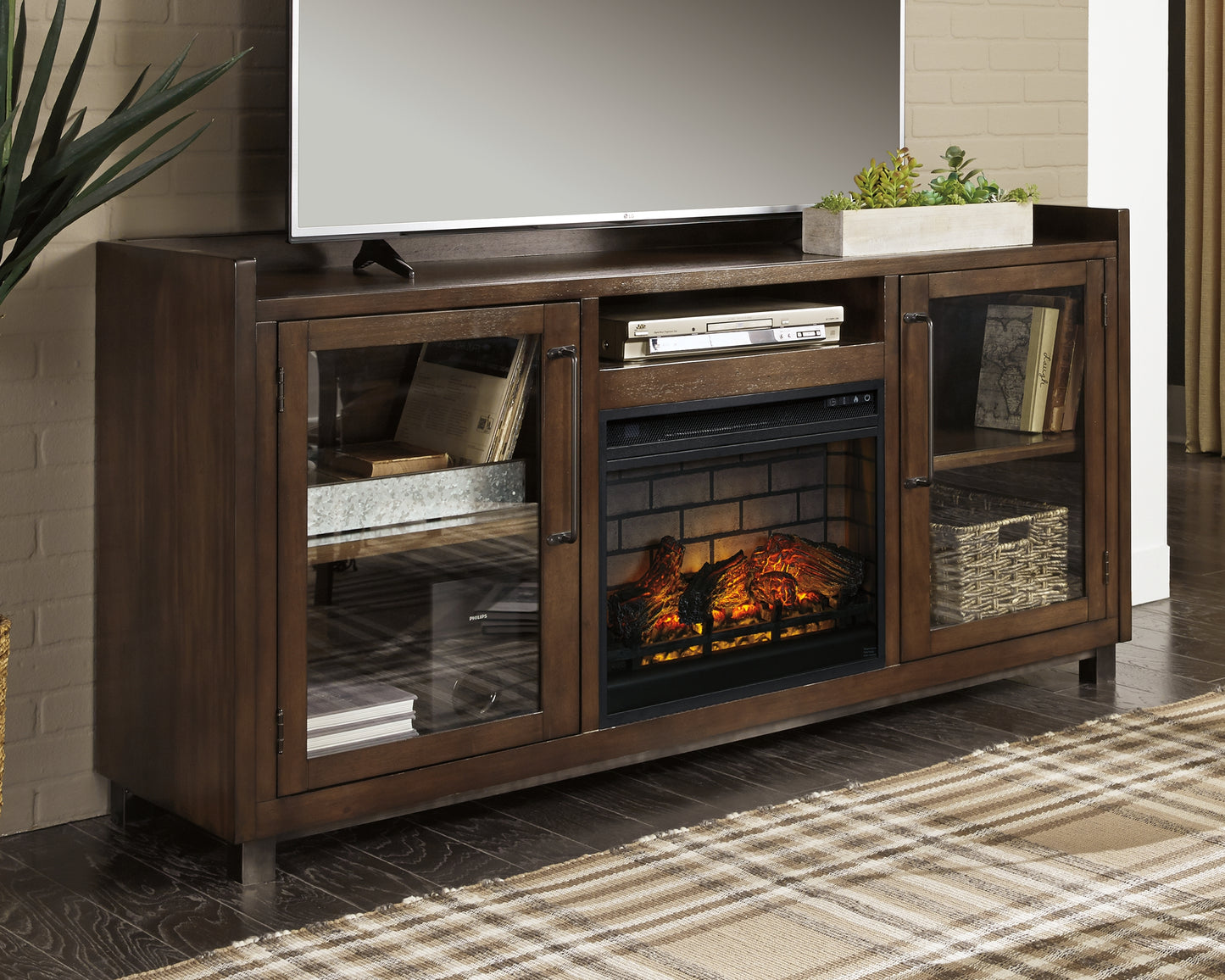 The Furniture Outlets - Ashley Furniture - Starmore 70" TV Stand with Electric Fireplace - 70" TV Stand with Electric Fireplace / Brown - W633W5