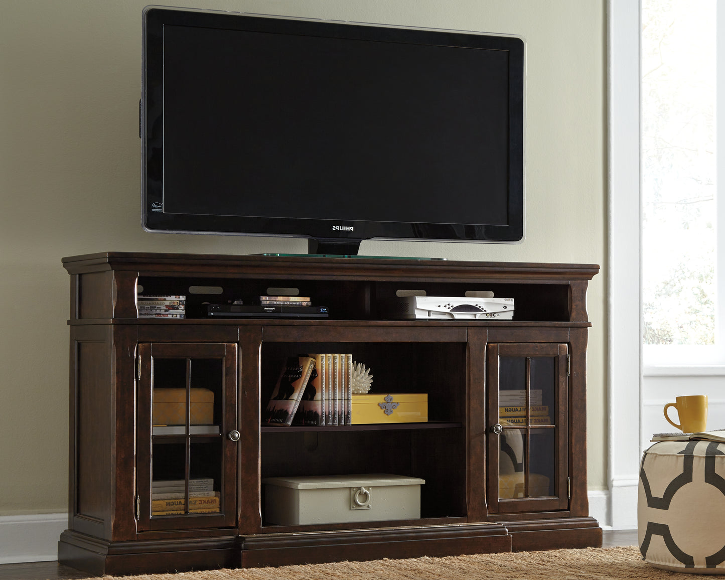 The Furniture Outlets - Ashley Furniture - Roddinton 72" TV Stand - 72" / Dark Brown - W701-88