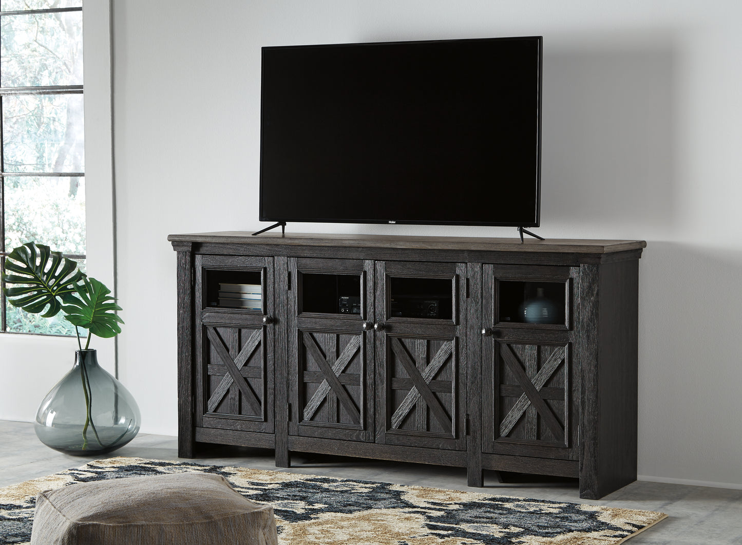 The Furniture Outlets - Ashley Furniture - Tyler Creek 74" TV Stand - 74" / Black/Gray - W736-68