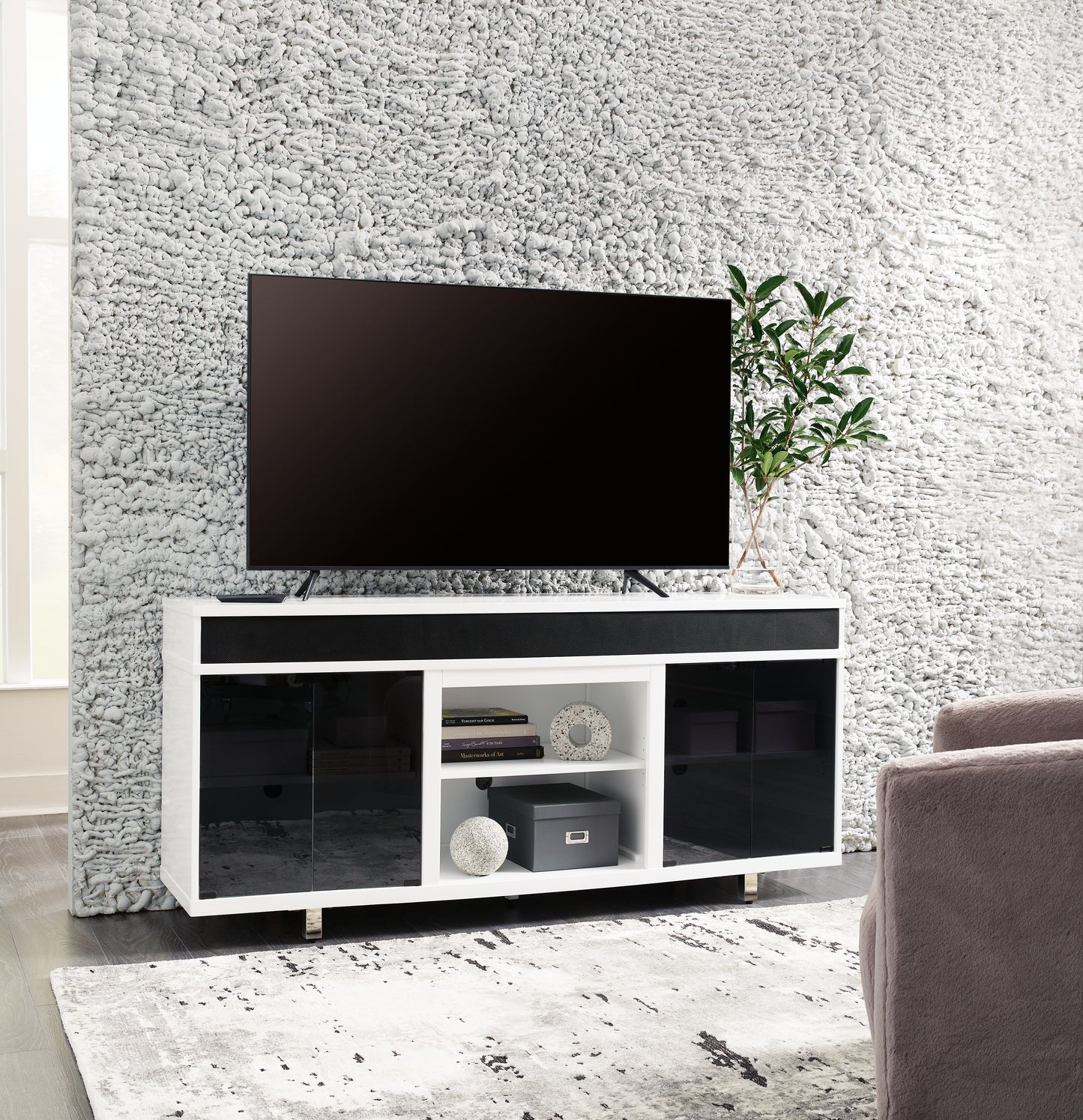The Furniture Outlets - Ashley Furniture - Gardoni 72" TV Stand - 72" / White/Black - W756-68