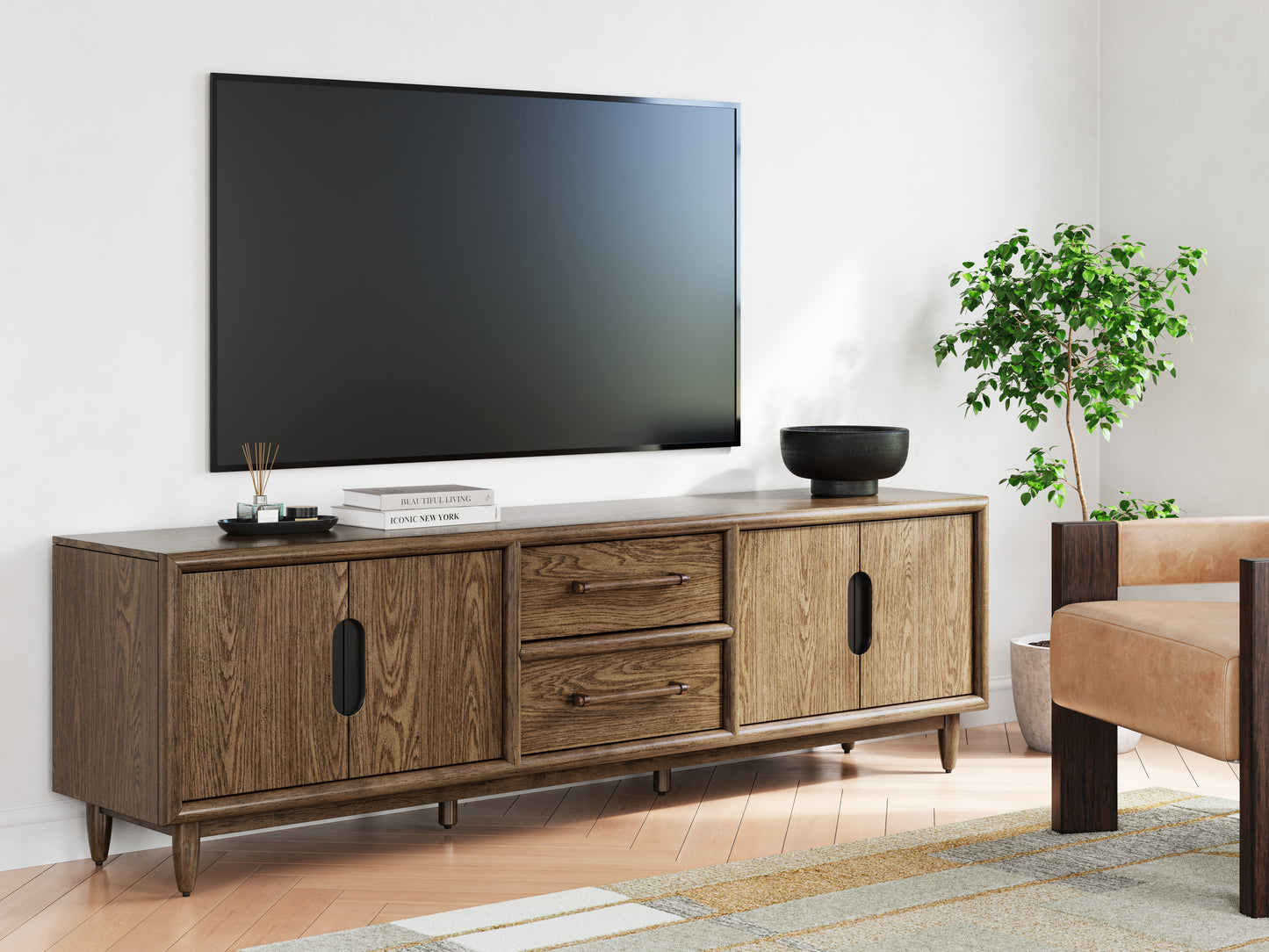 The Furniture Outlets - Ashley Furniture - Roanhowe 85" TV Stand - 85" / Brown - W769-68