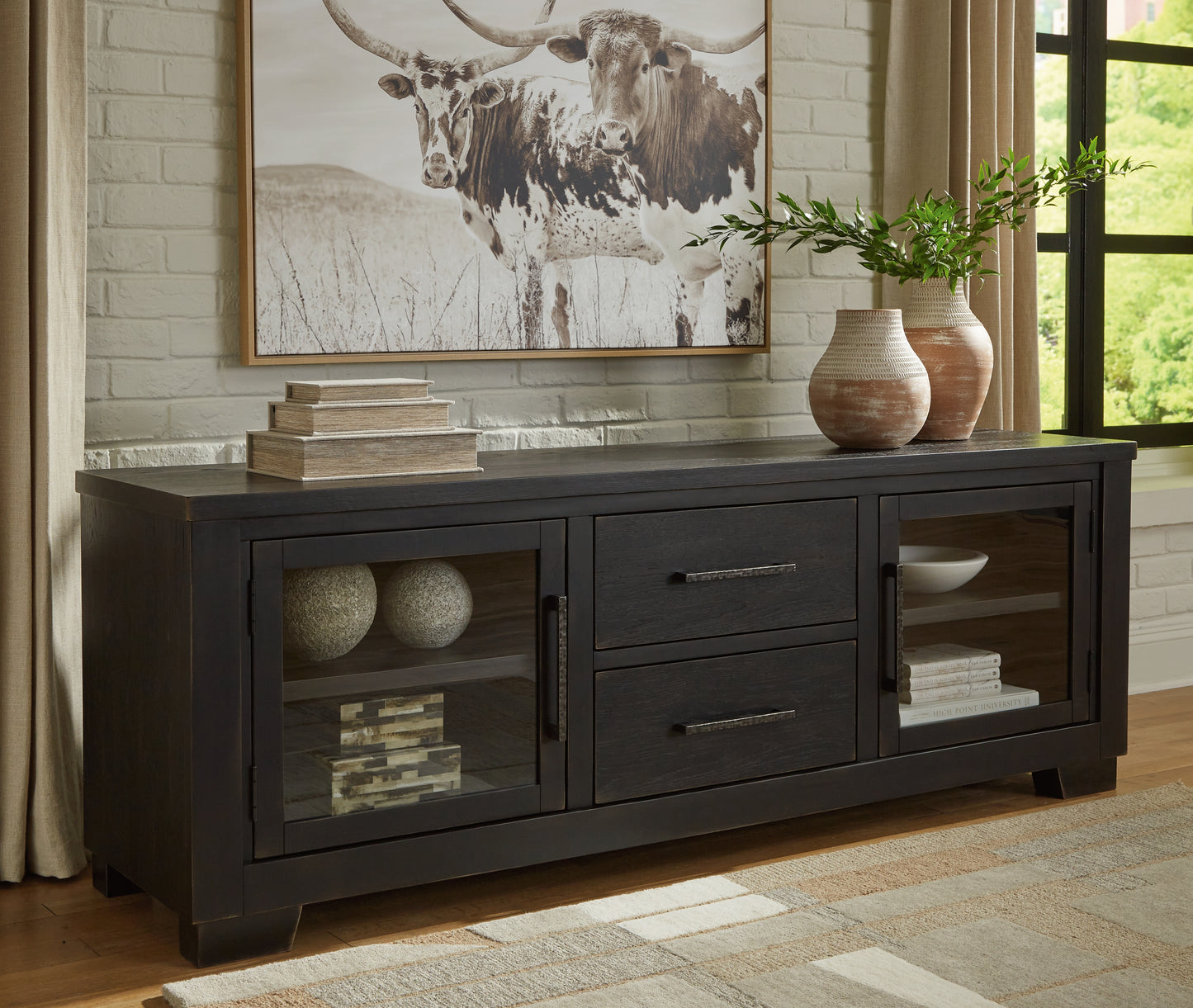 The Furniture Outlets - Ashley Furniture - Galliden 80" TV Stand - 80" / Black - W841-168