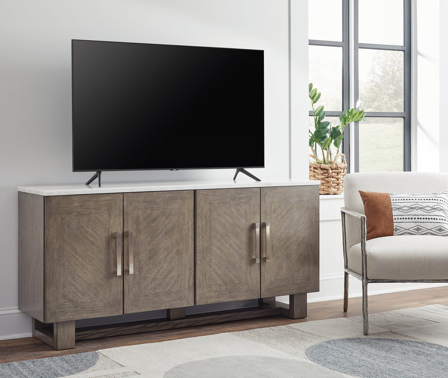 The Furniture Outlets - Ashley Furniture - Loyaska 68" TV Stand - 68" / Grayish Brown/White - W854-68