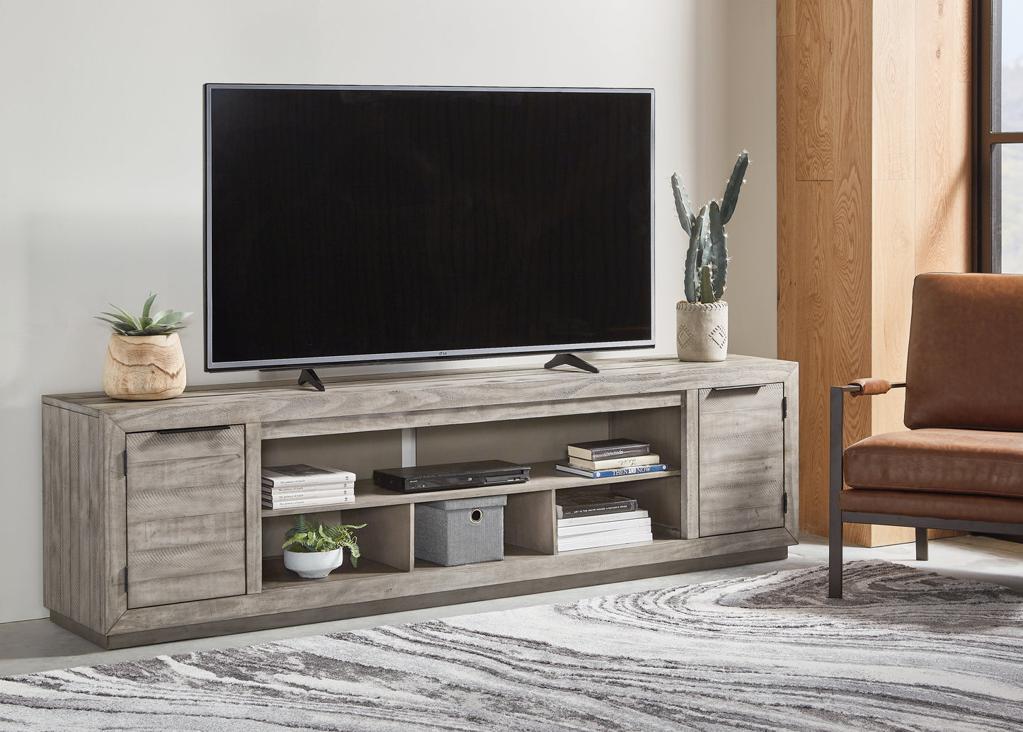 The Furniture Outlets - Ashley Furniture - Naydell 92" TV Stand - 92" / Gray - W996-78
