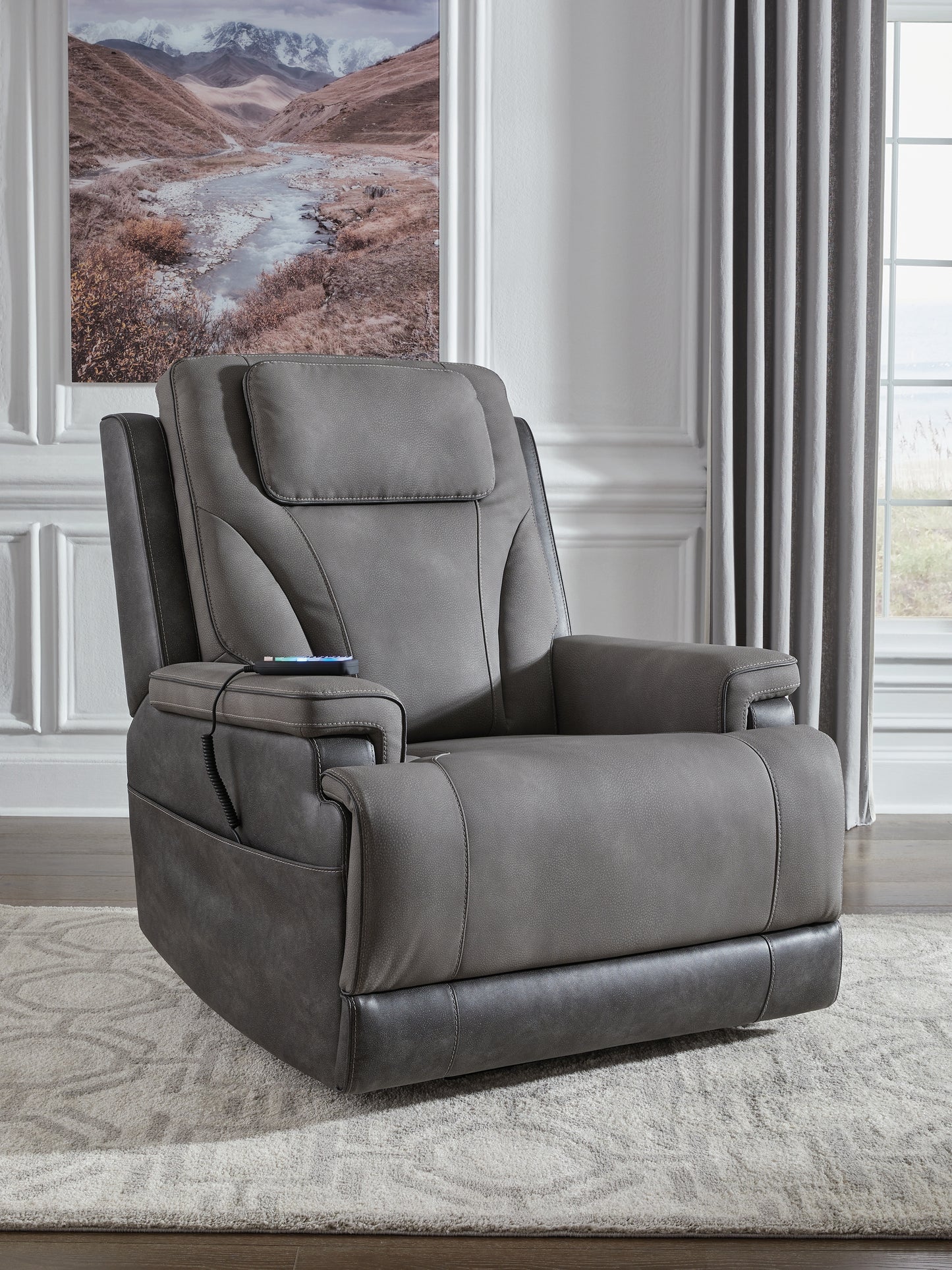 The Furniture Outlets - Ashley Furniture - 4Z-Peaceful Pause Living Room - Power Lift Recliner / Slate - PC1210412