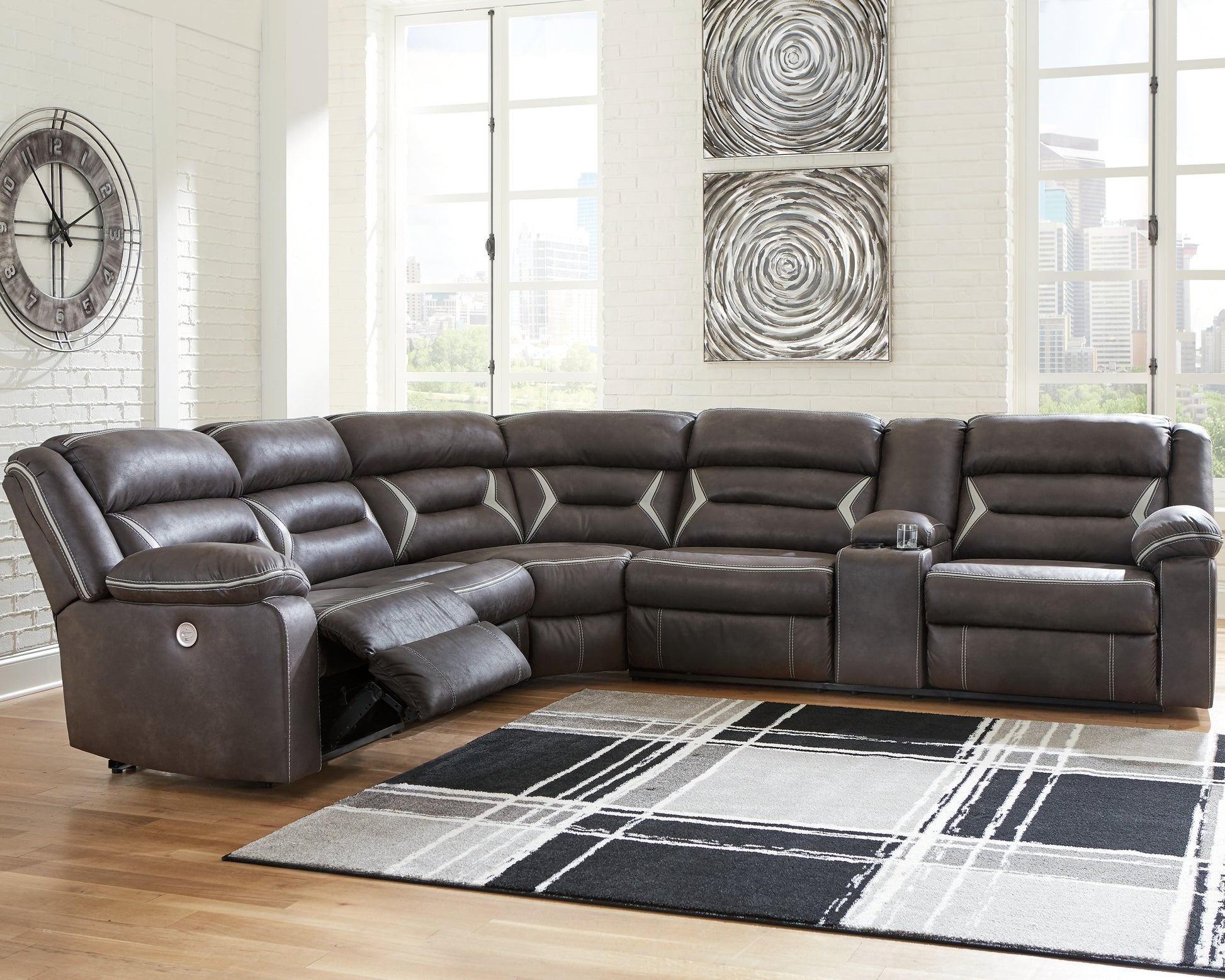 The Furniture Outlets - Ashley Furniture - Kincord Sectional - 4-Piece Power Reclining Sectional / Midnight - 13104S3