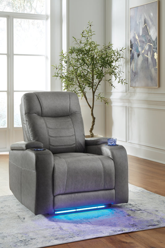 The Furniture Outlets - Ashley Furniture - Schooner Rocks Living Room - PWR Recliner/ADJ Headrest / Slate - 1610213