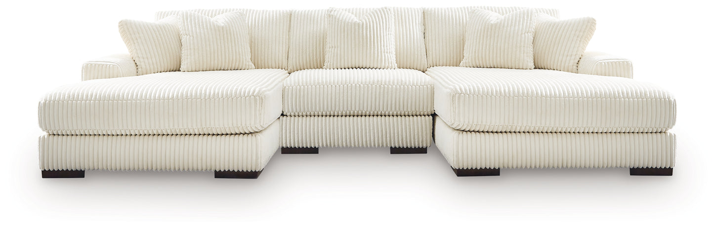 The Furniture Outlets - Ashley Furniture - Lindyn Sectional - RAF 3-Piece Sectional with Double Chaise / Ivory - 21104S18
