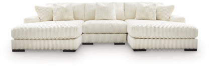The Furniture Outlets - Ashley Furniture - Lindyn Sectional - RAF 3-Piece Sectional with Double Chaise / Ivory - 21104S18