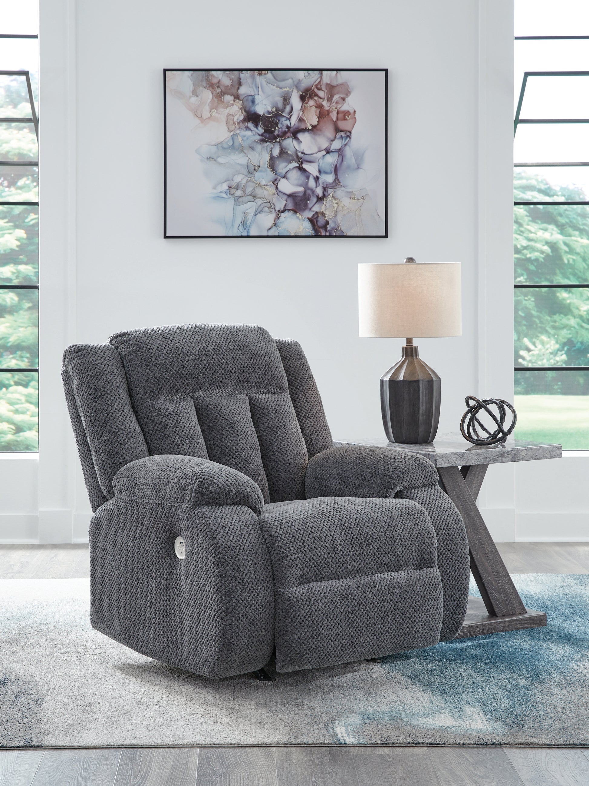 The Furniture Outlets - Ashley Furniture - Observation Living Room - DBL REC PWR Loveseat w/Console / Steel - PC2140596