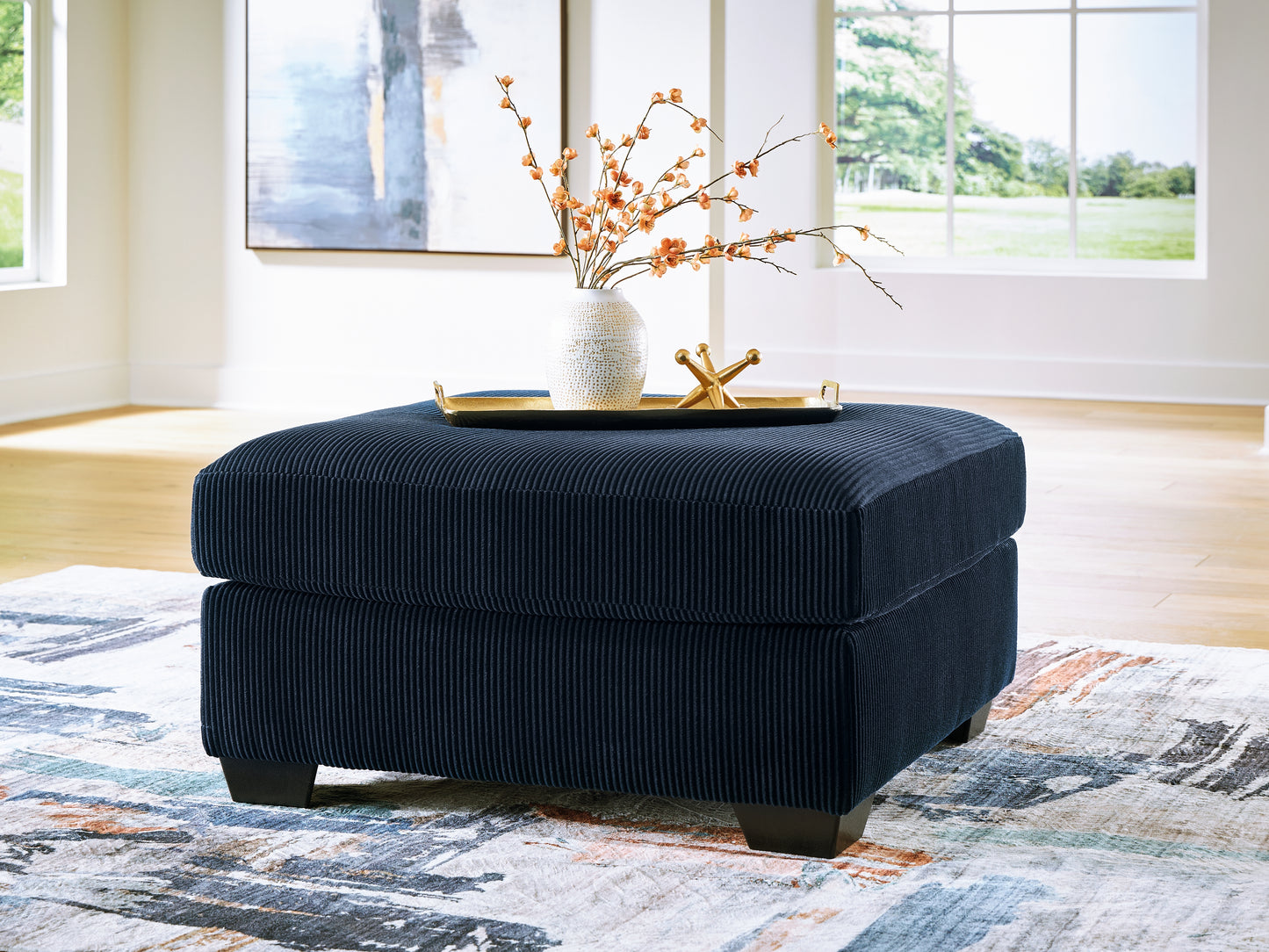 The Furniture Outlets - Ashley Furniture - SimpleJoy Living Room - Oversized Accent Ottoman / Navy - 2420508