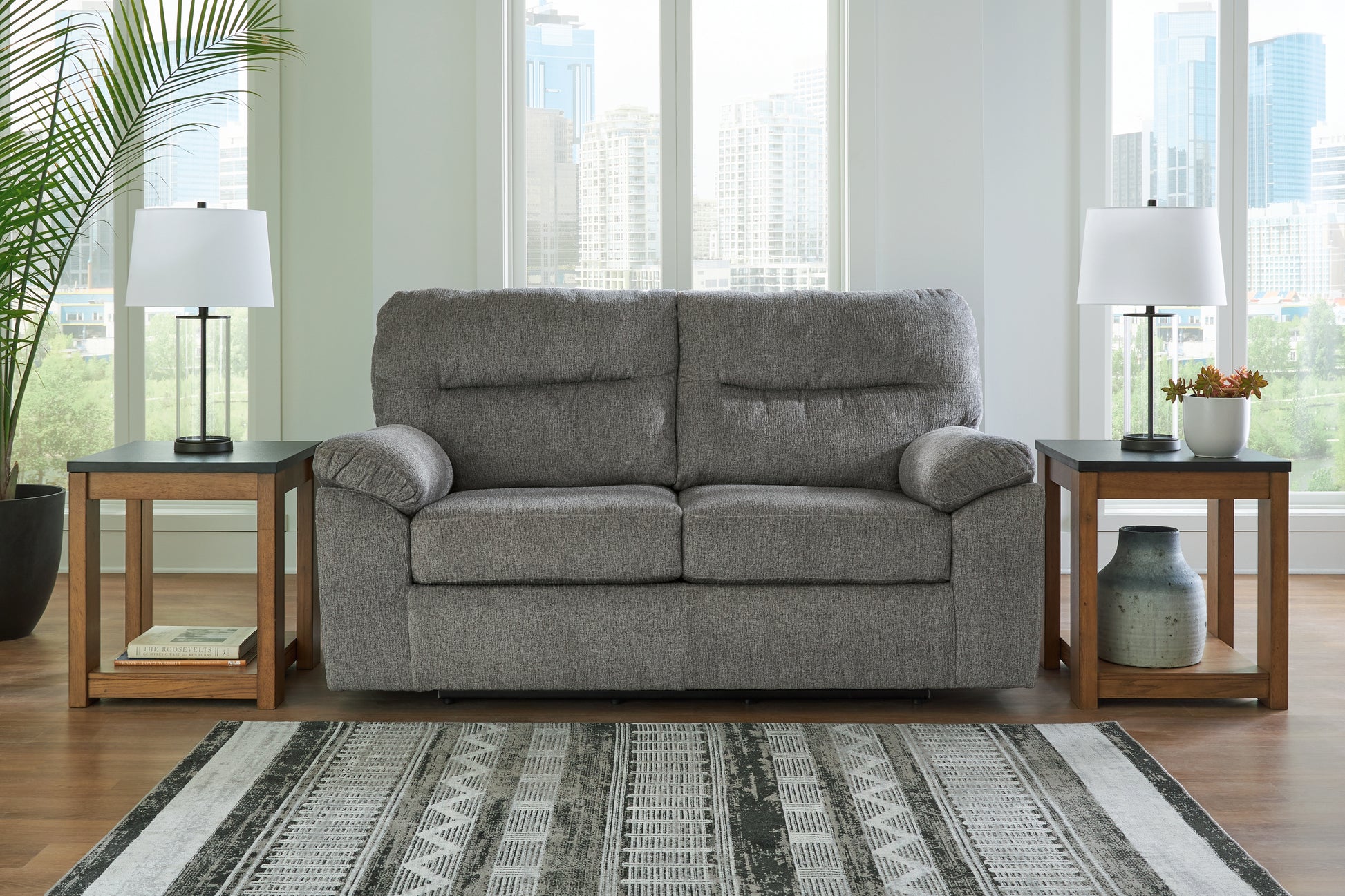 The Furniture Outlets - Ashley Furniture - Bindura Living Room - Glider Loveseat / Mineral - 3030578